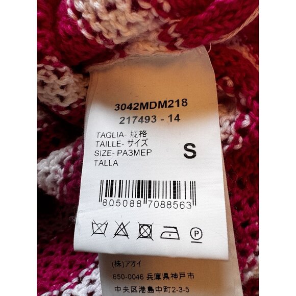 MSGM Milano Women's Knit Cropped Sweater S Pink White Striped Fringe Hem Italy - Picture 4 of 8